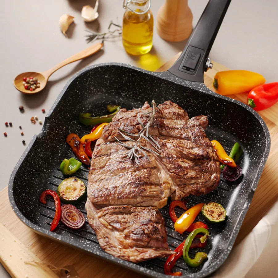 Sale Poêle grill fonte d'aluminium Plancha, Barbecue Et Grill|Poêles